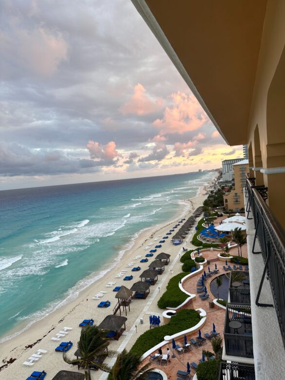 sunset balcony clouds